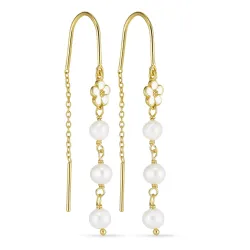 Marguerite Perle ketten ohrringe in vergoldetem Silber