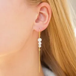 lange Perle ketten ohrringe in vergoldetem Silber