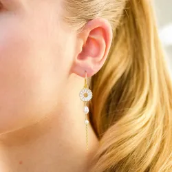 lange Marguerite Perle ketten ohrringe in vergoldetem Silber