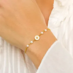Marguerite Perle Armband aus vergoldetem Sterlingsilber