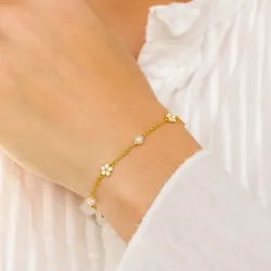 Marguerite Perle Armband aus vergoldetem Sterlingsilber
