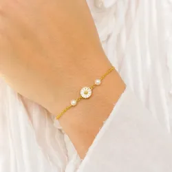 Marguerite Perle Armband aus vergoldetem Sterlingsilber