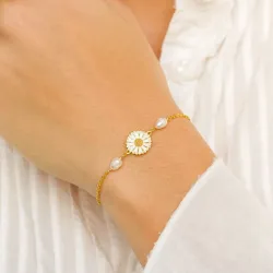 Marguerite Perle Armband aus vergoldetem Sterlingsilber