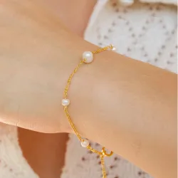 Perle Armband aus vergoldetem Sterlingsilber