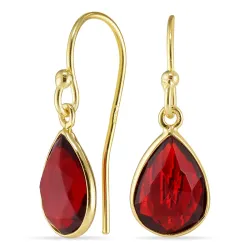 Tropfen rotem Bergkristall  Ohrringe in vergoldetem Silber - Loom Stones