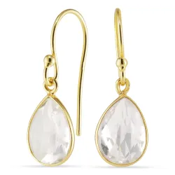 Tropfen klar Quarz Ohrringe in vergoldetem Silber - Loom Stones