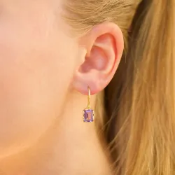 viereckigem lila Amethyst Ohrringe in vergoldetem Sterlingsilber - Loom Stones