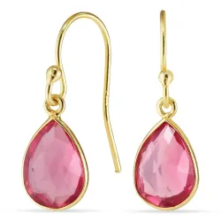 Tropfen pink Bergkristall Ohrringe in vergoldetem Silber - Loom Stones