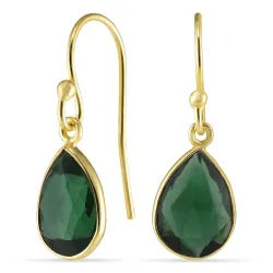 Tropfen grünem Bergkristall Ohrringe in vergoldetem Silber