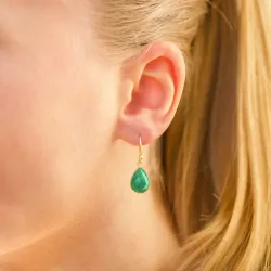 Tropfen Beryll Smaragd Ohrringe in vergoldetem Silber