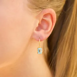 viereckigem Blautopas Ohrringe in vergoldetem Silber - Loom Stones