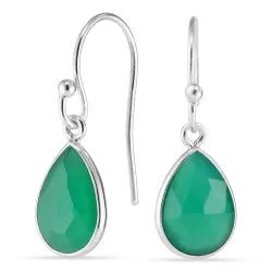 Tropfen grünem Onyx Ohrringe in Silber - Loom Stones