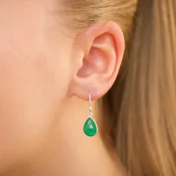 Tropfen grünem Onyx Ohrringe in Silber - Loom Stones