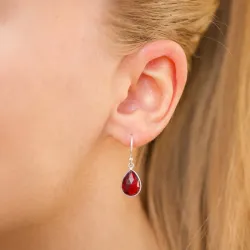 Tropfen Granat Ohrringe in Silber - Loom Stones