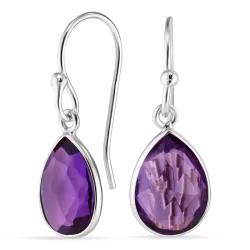 Tropfen Amethyst Ohrringe in Silber