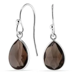 Tropfen Rauchquarz Ohrringe in vergoldetem Silber - Loom Stones