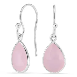 Tropfen pink Bergkristall Ohrringe in Silber - Loom Stones