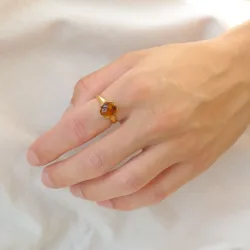 Kollektionsmuster Bernstein Ring aus vergoldetem Sterlingsilber - Loom Stones