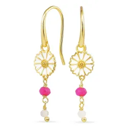 lange Marguerite pink ketten ohrringe in vergoldetem Silber