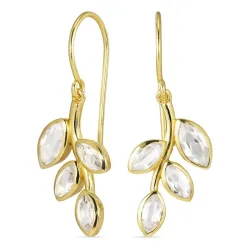 Blatt klar Quarz Ohrringe in vergoldetem Silber - Loom Stones