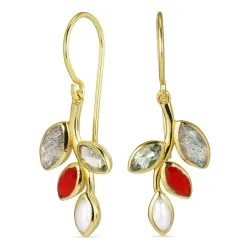 Blatt grünem Bergkristall Ohrringe in vergoldetem Sterlingsilber - Loom Stones