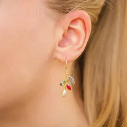 Blatt grünem Bergkristall Ohrringe in vergoldetem Sterlingsilber - Loom Stones