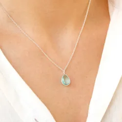 Tropfen blauem Bergkristall Anhänger aus Silber - Loom Stones