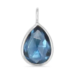 Tropfen dunkelblauem Bergkristall Anhänger aus Silber - Loom Stones