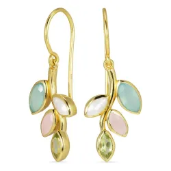 Blatt Peridot Ohrringe in vergoldetem Silber - Loom Stones