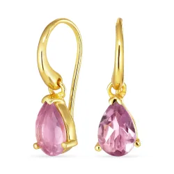 Tropfen lila Amethyst Ohrringe in vergoldetem Silber - Loom Stones