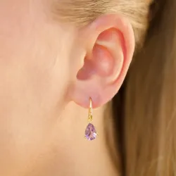 Tropfen lila Amethyst Ohrringe in vergoldetem Silber - Loom Stones