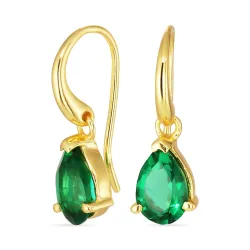 Tropfen dunkelgrüner Bergkristall Ohrringe in vergoldetem Silber - Loom Stones