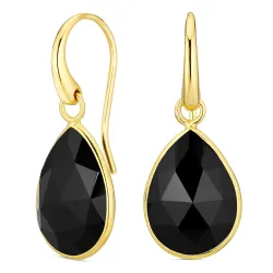 schwarzem Onyx Ohrringe in vergoldetem Silber