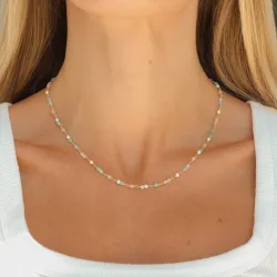 mehrfarbigem Halskette aus vergoldetem Sterlingsilber - Loom Stones