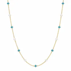 blauem Halskette aus vergoldetem Sterlingsilber - Loom Stones
