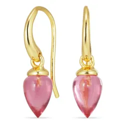 pink Bergkristall Ohrringe in vergoldetem Silber - Loom Stones