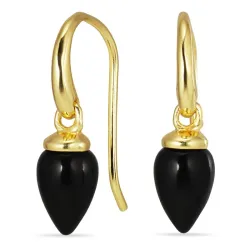 schwarzem Onyx Ohrringe in vergoldetem Silber - Loom Stones