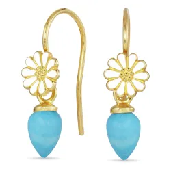 Marguerite Türkis Ohrhaken in vergoldetem Silber