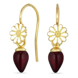 Marguerite rotem Bergkristall  Ohrhaken in vergoldetem Silber