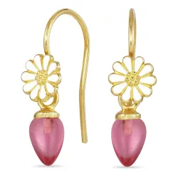 Marguerite pink Bergkristall Ohrhaken in vergoldetem Silber