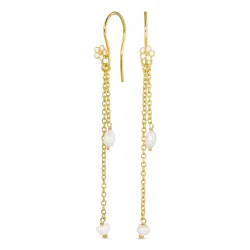 lange Perle ketten ohrringe in vergoldetem Silber