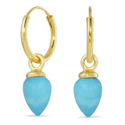 12 mm Türkis Kreole in vergoldetem Silber