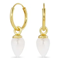 12 mm Mondstein Kreole in vergoldetem Silber