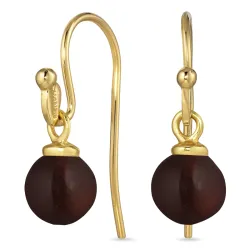 8 mm rotem Bergkristall  Ohrhaken in vergoldetem Silber