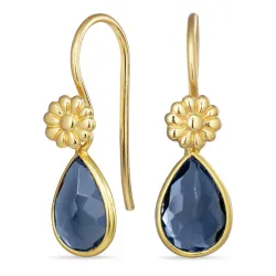 Tropfen Jadestein Ohrhaken in vergoldetem Silber