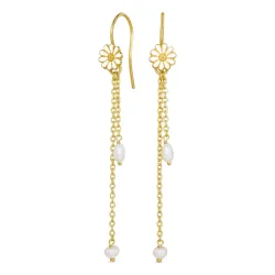 lange Perle ketten ohrringe in vergoldetem Silber