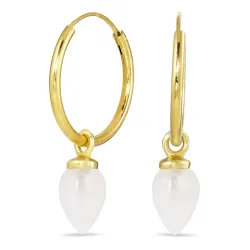 18 mm Mondstein Kreole in vergoldetem Silber