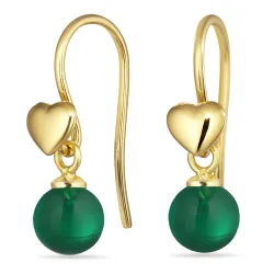 Herz grünem Bergkristall Ohrhaken in vergoldetem Silber