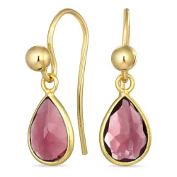 Tropfen pink Bergkristall Ohrhaken in vergoldetem Silber