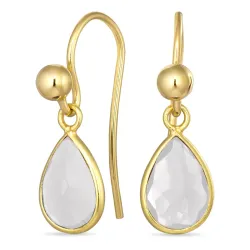 Tropfen klar Quarz Ohrhaken in vergoldetem Silber